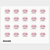 Roze vrolijk kerstfeest ronde sticker (Vel)