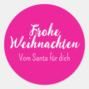 Roze vrolijk kerstfeest vrolijk kerstfeest in het ronde sticker