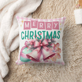 Roze Vrolijk Kerstmis gooien kussen