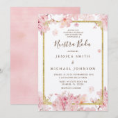 Roze Vrolijke Bloesem Nuestra Boda Spaanse bruilof Kaart (Voorkant / Achterkant)