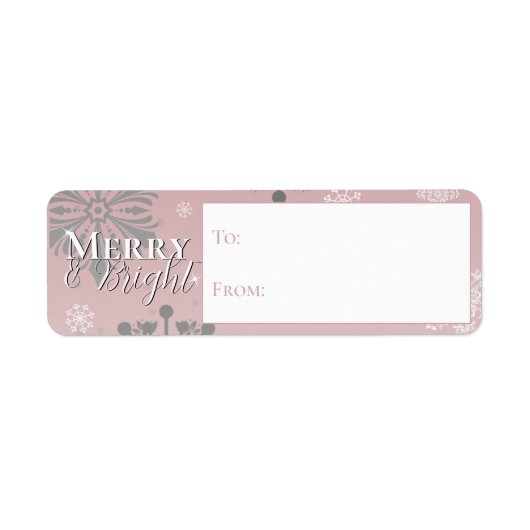 Roze vrolijke en heldere sneeuwvlokken van en naar etiket (Voorkant)