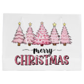 Roze Vrolijke Kerstboom Groot Cadeauzakje (Achterkant)