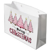 Roze Vrolijke Kerstboom Groot Cadeauzakje (Achterkant Gekanteld)
