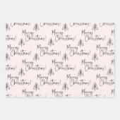 Roze Vrolijke Kerstboom Inpakpapier Vel (Voorkant)