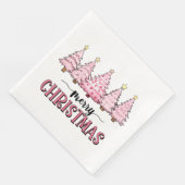 Roze Vrolijke Kerstboom Servet (Hoek)