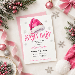 ROZE vrolijke kerstmannenhoed meisje Baby Shower Kaart