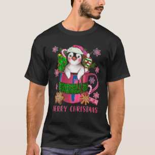 Roze Vrolijke Kerstmis Hete Chocolade Koffie Cup M T-shirt