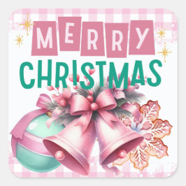 Roze Vrolijke Kerstmis sticker