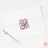 Roze Vrolijke Kerstmis sticker (Envelop)