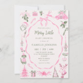 Roze vrolijke kleine babyshower uitnodiging (Voorkant)