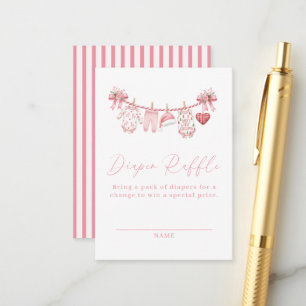 Roze vrolijke kleine meisje baby shower luier raff informatiekaartje