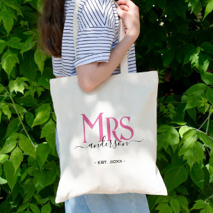 Roze vrouw bruid mevrouw bruiloft bruidsfeest tote bag