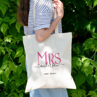 Roze vrouw bruid mevrouw bruiloft bruidsfeest tote bag