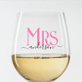 Roze Vrouw Bruid Mevrouw Bruiloft Jubileum Wijnglas Zonder Voet