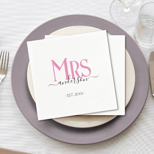 Roze Vrouw Bruid Mevrouw Bruiloft Vrijgezellenfees Servet