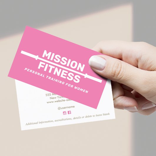 Roze Vrouw Fitness Personal Trainer Visitekaartje