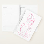 Roze Vrouw lijn tekening schoonheidsbenoeming Planner (Display)