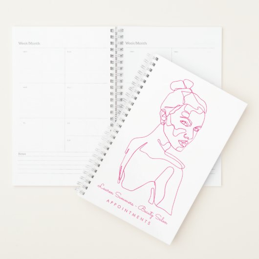Roze Vrouw lijn tekening schoonheidsbenoeming Planner (Display)