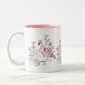 Roze vrouw met Witte zwaan Tweekleurige Koffiemok (Links)
