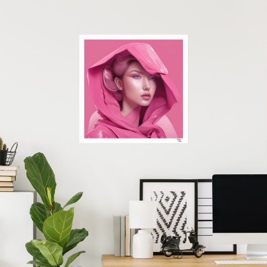 Roze vrouw poster (Thuiskantoor)
