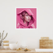 Roze vrouw poster (Keuken)