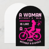 Roze Vrouw Zonder man Als Vis Fietsfeministe Kaart (Voorkant / Achterkant)