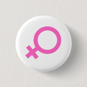 Roze vrouwelijk geslachtsymbool knop  ronde button 3,2 cm