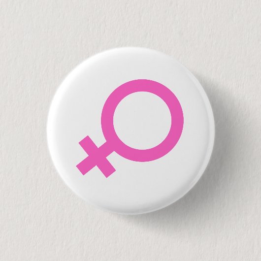 Roze vrouwelijk geslachtsymbool knop  ronde button 3,2 cm (Voorkant)