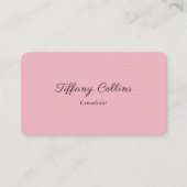 Roze Vrouwelijk Linnen Minimalistische Professione Visitekaartje (Voorkant)