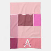 roze Vrouwelijk modern Monogram Theedoek (Verticaal)