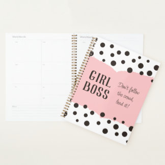 Roze vrouwelijke baas, Zwart met stippen, Leidt, v Planner