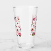 Roze vrouwelijke bloemen en vlinders glas (Links)