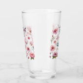 Roze vrouwelijke bloemen en vlinders glas (Rechts)