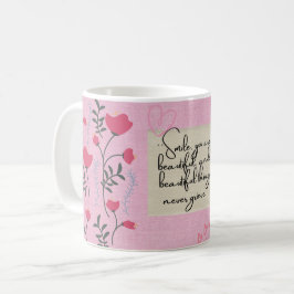 Roze vrouwelijke bloemenmok | "Glimlach, je bent m Koffiemok
