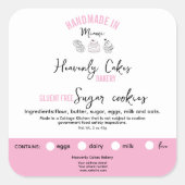 Roze vrouwelijke Chocolade koekjes ingrediënten et Vierkante Sticker (Voorkant)