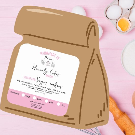 Roze vrouwelijke Chocolade koekjes ingrediënten et Vierkante Sticker