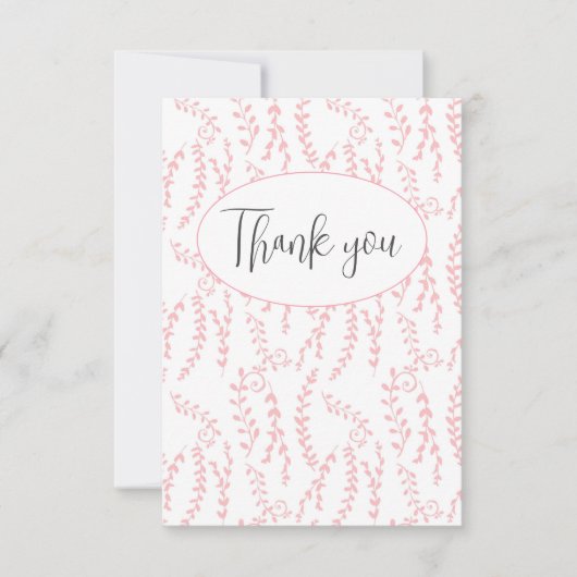  roze vrouwelijke flat dank u kaart (Voorkant)