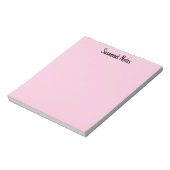Roze vrouwelijke moderne script aangepaste naam notitieblok (Linkerzijde)