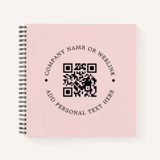 Roze Vrouwelijke QR Code Promo Design Notitieboek (Voorkant)