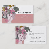 Roze Vrouwelijke Schoonheid Bloeiend Haarstuk Afsprakenkaartje (Voorkant / Achterkant)