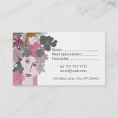 Roze Vrouwelijke Schoonheid Bloeiend Haarstuk Afsprakenkaartje (Achterkant)
