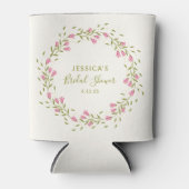 Roze Vrouwelijke Tuinbloemen Aangepaste Bruidsdouc Blikjeskoeler (Voorkant)