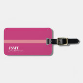 Roze Vrouwen eenvoudig monogram Bagagelabel (Voorkant horizontaal)