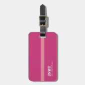 Roze Vrouwen eenvoudig monogram Bagagelabel (Voorkant verticaal)