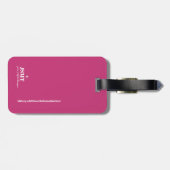 Roze Vrouwen eenvoudig monogram Bagagelabel (Achterkant horizontaal)