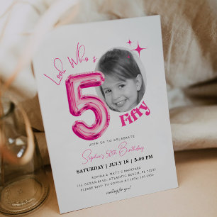 Roze Vrouwen Foto Look Whos 50ste verjaardag Kaart