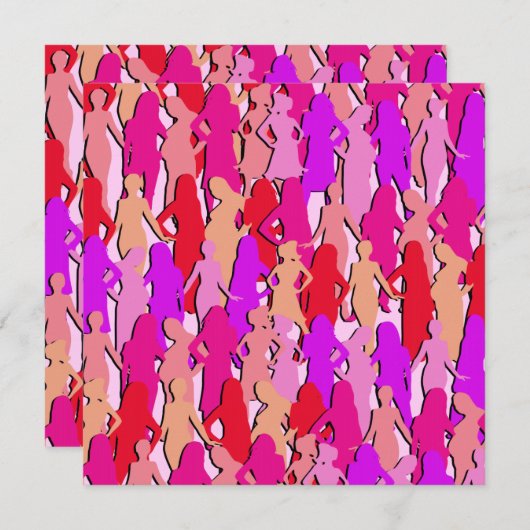 Roze vrouwen Silhouette Kaart (Voorkant / Achterkant)