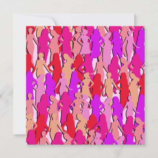 Roze vrouwen Silhouette Kaart (Voorkant)