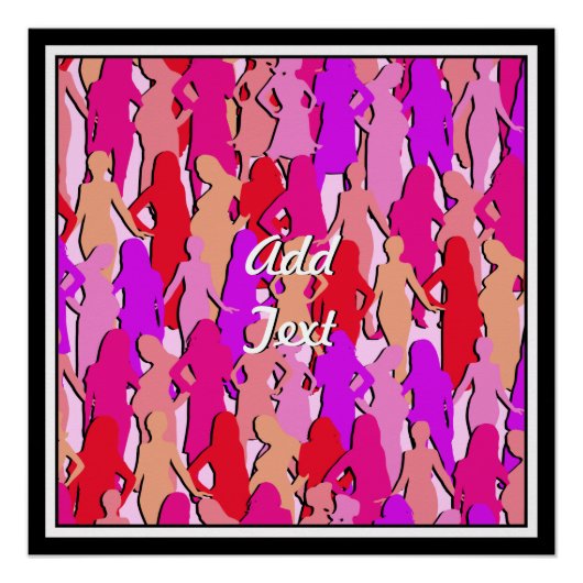 Roze vrouwen Silhouette Poster (Voorkant)