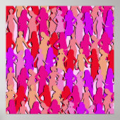 Roze vrouwen Silhouette Poster (Voorkant)